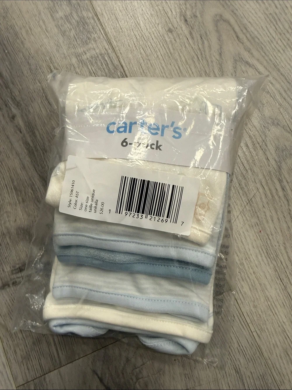 Carter's 6-Pack White and Light Blue Kids washcloths